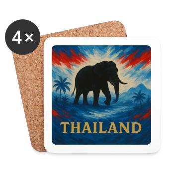 Thailand Elephant Travel Design - Coasters (set of 4) - white - Front
