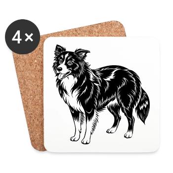 Border Collie - Dessous de verre (lot de 4) - blanc - Devant