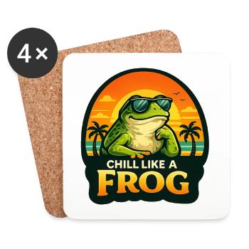 Chill like a frog - Coasters (set of 4) - white - Front
