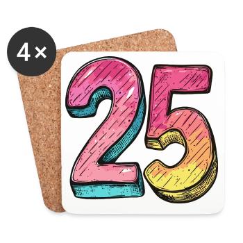 25 Nombre Coloré - Dessous de verre (lot de 4) - blanc - Devant