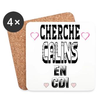 Cherche Câlins en CDI - Dessous de verre (lot de 4) - blanc - Devant