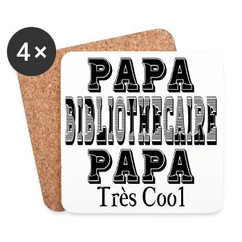 Papa Bibliothekar Papa Sehr cool - Untersetzer (4er-Set) - Weiß - Vorne
