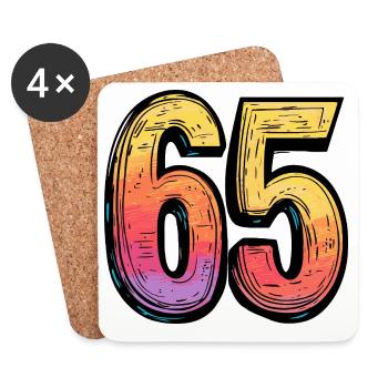 65 chiffres colorés - Dessous de verre (lot de 4) - blanc - Devant