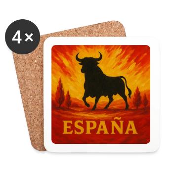 Spanien Stier Sonnenuntergang - Untersetzer (4er-Set) - Weiß - Vorne
