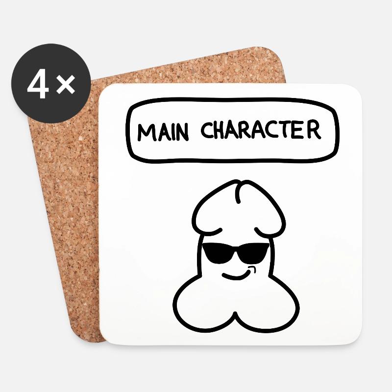 lustiges Junior-Hauptcharakter-Emoticon - Untersetzer (4er-Set) - Weiß