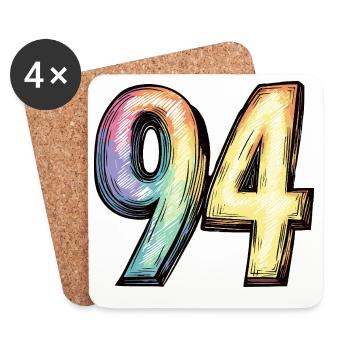 94 Zahl Bunt - Untersetzer (4er-Set) - Weiß - Vorne