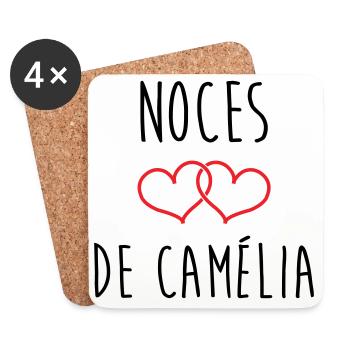 Camellia's Wedding 51 years of marriage - Coasters (set of 4) - white - Front