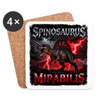 Spinosaurus Mirabilis – Dino mit Donner und Blitz - Untersetzer (4er-Set) - Weiß - Vorne