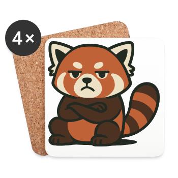 Panda Rouge Sinistre aux Bras Croisés - Dessous de verre (lot de 4) - blanc - Devant