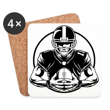 Silhouette de l’homme de football américain - Dessous de verre (lot de 4) - blanc - Devant