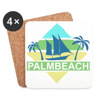 Palm Beach Summer Style Vacation Shirt - Coasters (set of 4) - white - Front
