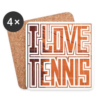 J’ADORE LE TENNIS, t-shirt cadeau Idée, sweat à capuche, chaussettes - Dessous de verre (lot de 4) - blanc - Devant