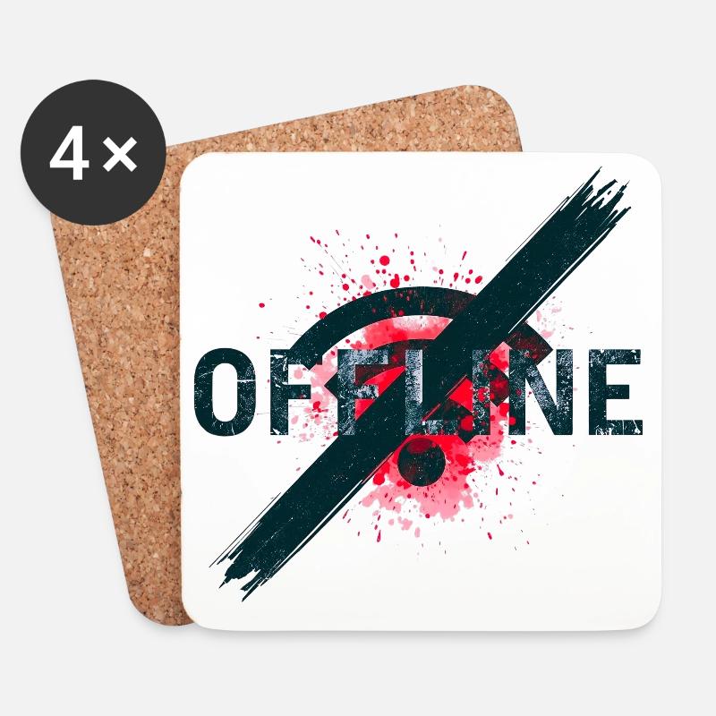 Chronically Offline - Digital Detox Art - Untersetzer (4er-Set) - Weiß