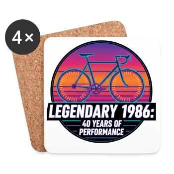 Légendaire vélo de route vintage de 1986 40e anniversaire - Dessous de verre (lot de 4) - blanc - Devant