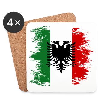 Arbresh_Italien_Albanien_Flagge_used - Coasters (set of 4) - white - Front