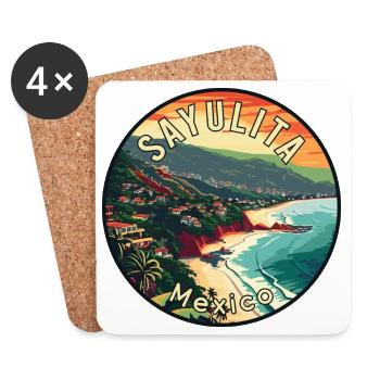 Explore Tropical Paradise Sayulita Mexico - Coasters (set of 4) - white - Front