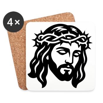 Jesus Christ Head - Coasters (set of 4) - white - Front