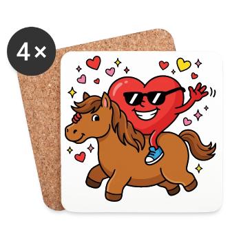 Cheval drôle pour la Saint-Valentin - Dessous de verre (lot de 4) - blanc - Devant