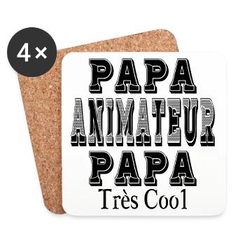 Papa Animateur Papa Très Cool - Dessous de verre (lot de 4) - blanc - Devant