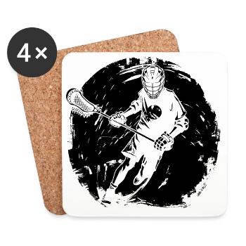 Lacrosse Player Drawing - Coasters (set of 4) - white - Front