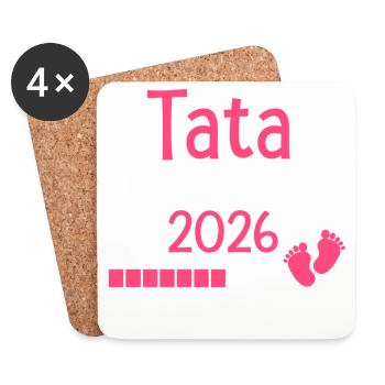 Tata en 2026 cadeau future Tante - Dessous de verre (lot de 4) - blanc - Devant