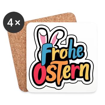 Frohe Ostern Hase - Untersetzer (4er-Set) - Weiß - Vorne