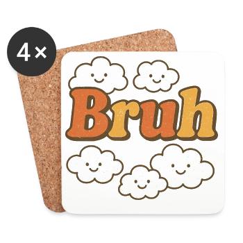 Bruh Clouds Glitter Typography - Coasters (set of 4) - white - Front