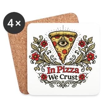 In Pizza We Crust Floral Crest - Coasters (set of 4) - white - Front