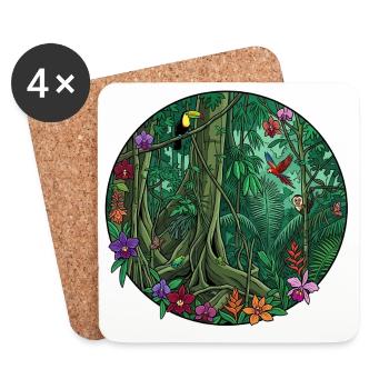 Tropischer Dschungel Rundbild - Untersetzer (4er-Set) - Weiß - Vorne