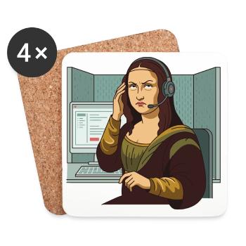 Humour agacé au bureau de la Joconde - Dessous de verre (lot de 4) - blanc - Devant