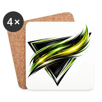 Justaucorps à bandes vert jaune style sportif - Dessous de verre (lot de 4) - blanc - Devant