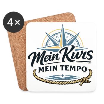 Mein Kurs mein Tempo maritimes Kompass Motiv - Untersetzer (4er-Set) - Weiß - Vorne