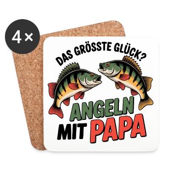Angeln mit Papa - Untersetzer (4er-Set) - Weiß - Vorne