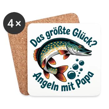 Papa Angler Geschenk - Untersetzer (4er-Set) - Weiß - Vorne
