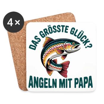 Angeln mit Papa - Untersetzer (4er-Set) - Weiß - Vorne