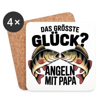 Angeln mit Papa - Untersetzer (4er-Set) - Weiß - Vorne