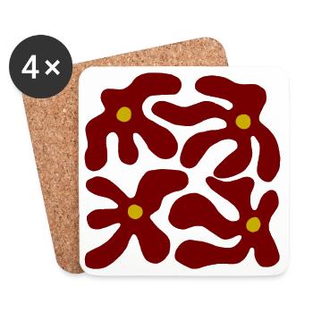 Red Flowers Organic Transparent Design -V3 - Coasters (set of 4) - white - Front