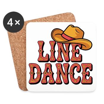 Line Dance Cowboy - Coasters (set of 4) - white - Front