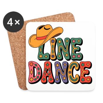 Line Dance Retro Cowboyhut - Untersetzer (4er-Set) - Weiß - Vorne