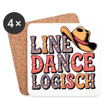 Line Dance Logo with Cowboy Hat - Coasters (set of 4) - white - Front