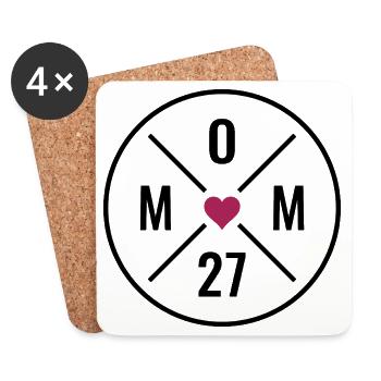 Maman 27 Cœur - Dessous de verre (lot de 4) - blanc - Devant