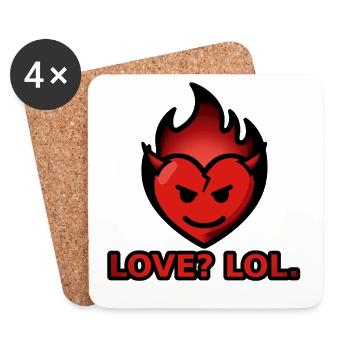 Love Lol – Flammendes Herz mit Hörnern - Untersetzer (4er-Set) - Weiß - Vorne