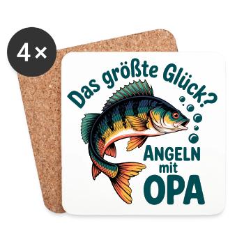 Das größte Glück Angeln mit Opa - Untersetzer (4er-Set) - Weiß - Vorne
