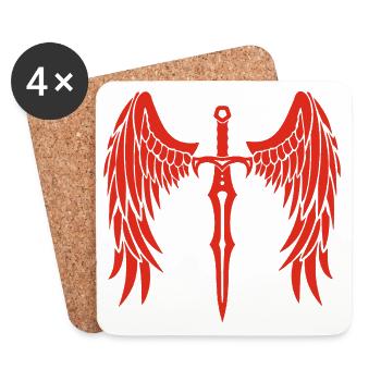 épée ailée rouge - Dessous de verre (lot de 4) - blanc - Devant
