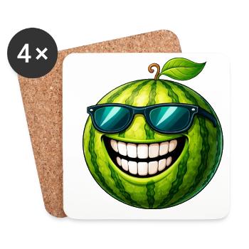 Cool watermelon with sunglasses - Coasters (set of 4) - white - Front