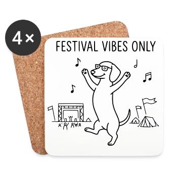 Festival Vibes Dackel Hund Party Feiern Camping - Untersetzer (4er-Set) - Weiß - Vorne