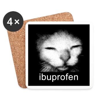 Ibuprofen Cat Shirt | Dark Humor Meme Aesthetic Te - Untersetzer (4er-Set) - Weiß - Vorne