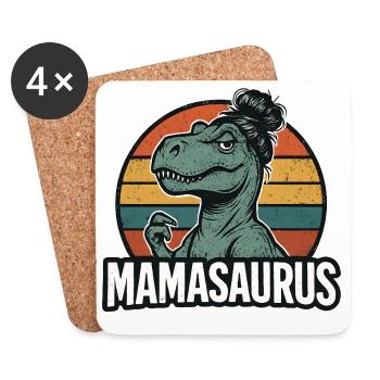 Mamasaurus Maman Maman Idée de cadeau Humour Drôle - Dessous de verre (lot de 4) - blanc - Devant