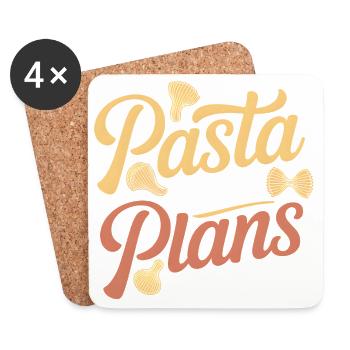 Pâtes au lieu de plans | Humour de nouilles - Dessous de verre (lot de 4) - blanc - Devant