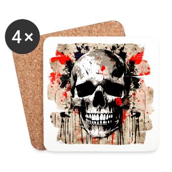 Schädel Graffiti Explosion - Untersetzer (4er-Set) - Weiß - Vorne